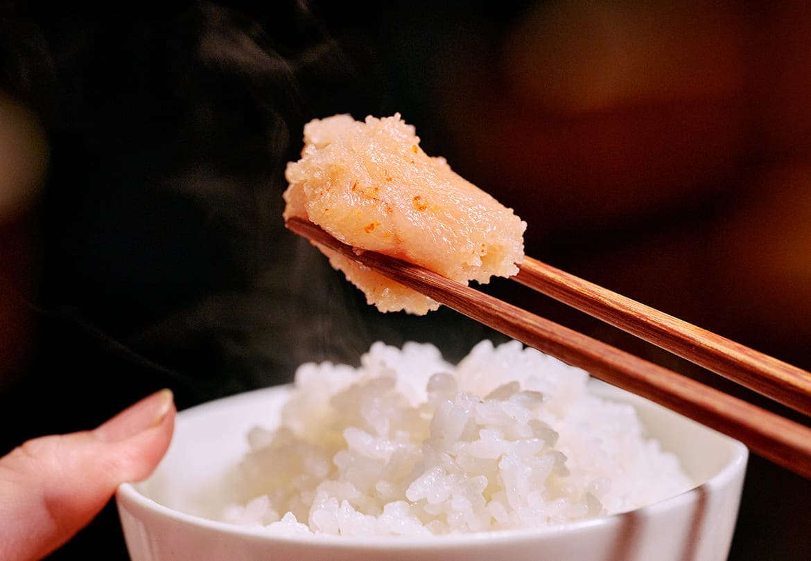 ほかほかのご飯と明太子がおかわり自由という贅沢
