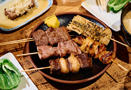 「もつやき五本盛り」