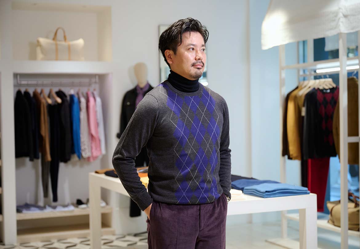 ニットのチェックでブリティッシュな気分に