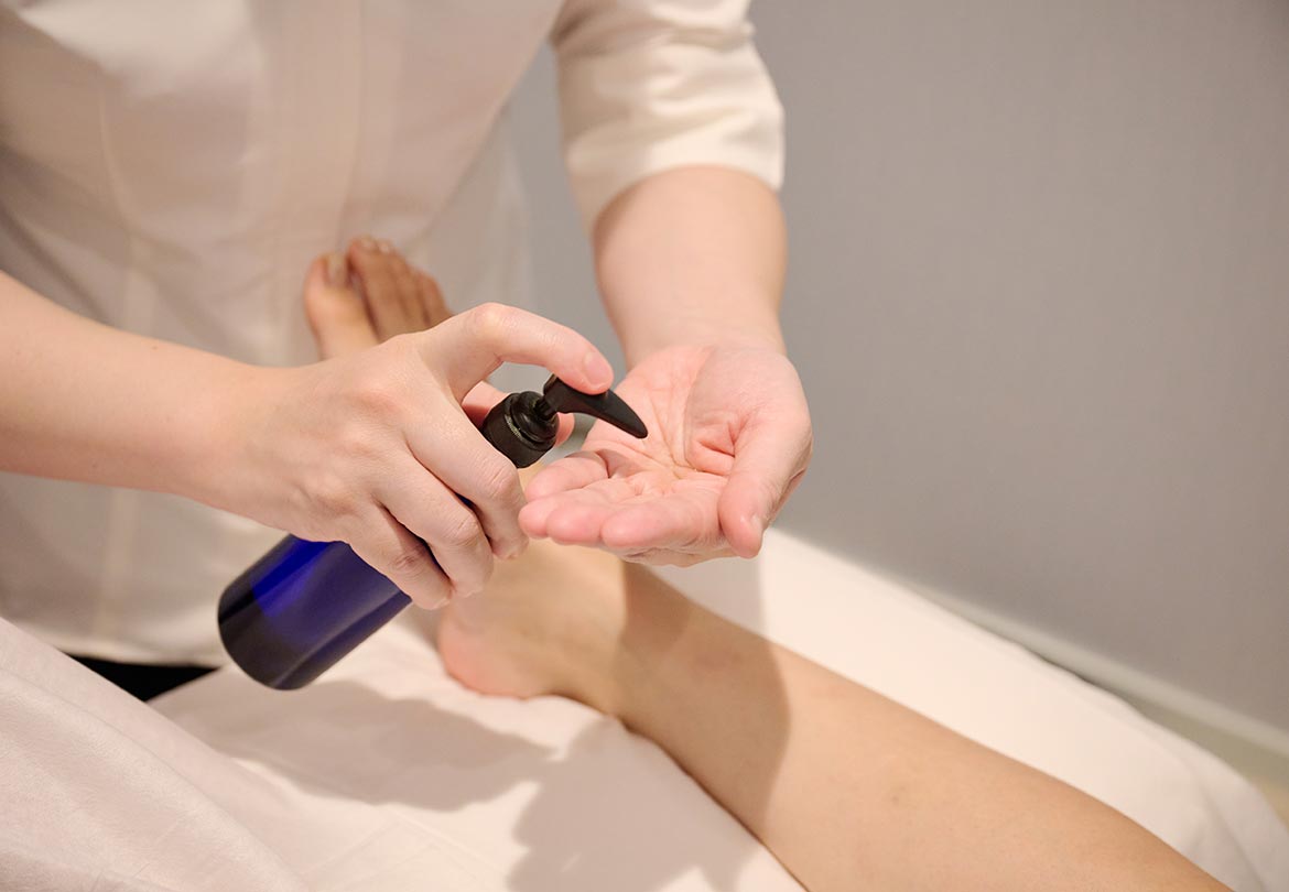 ＋600円で体調や気分に合わせたアロマオイルに変更可能